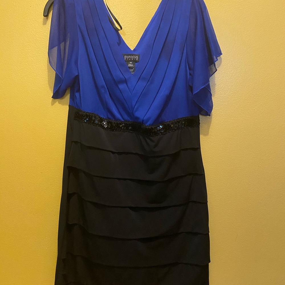 Royal blue and black dress